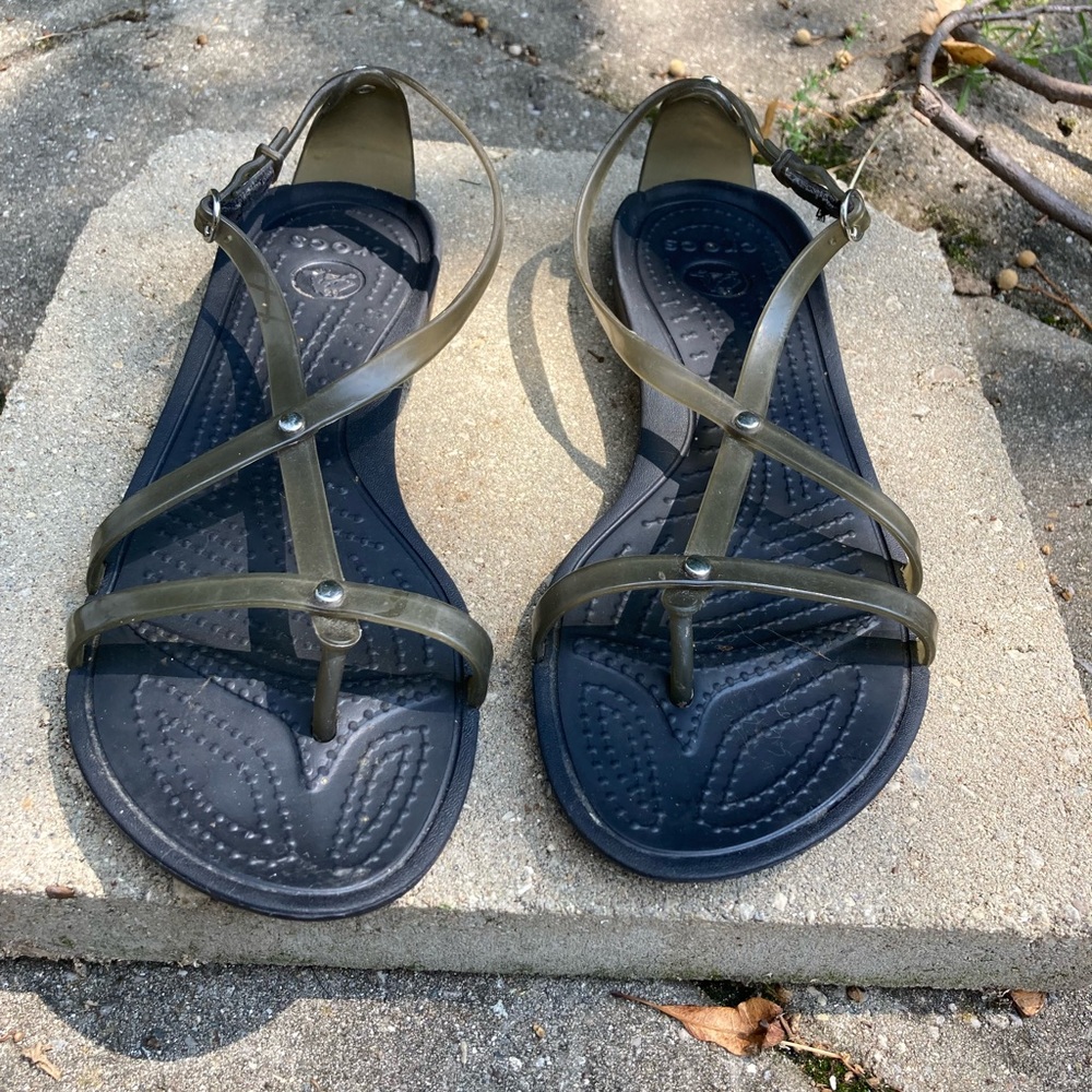 Crocs Sexi Jelly Sandal, toe post, size 7W, flexible